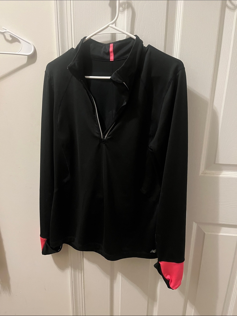 Black Pullover Quarter-Zip Top with Pink Accents New Balance